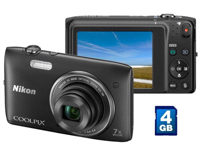 Câmera Digital Nikon Coolpix S3500 20.1MP LCD 2,7” - Zoom Óptico